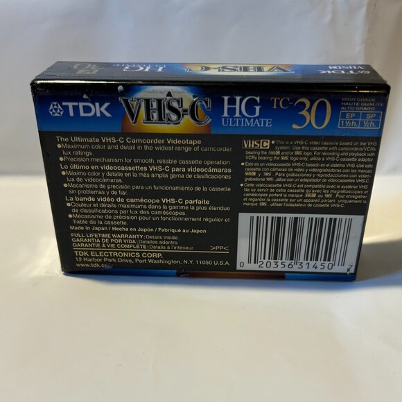 TDK TC-30 HG Ultimate VHS-C Blank- Brand New Sealed TDK TC-30HG The Ultimate VHS - Picture 2 of 5